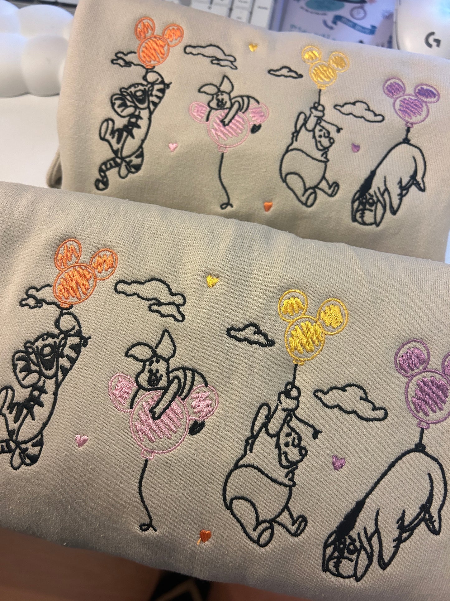 Bear and Friends Balloons Embroidered Sweater