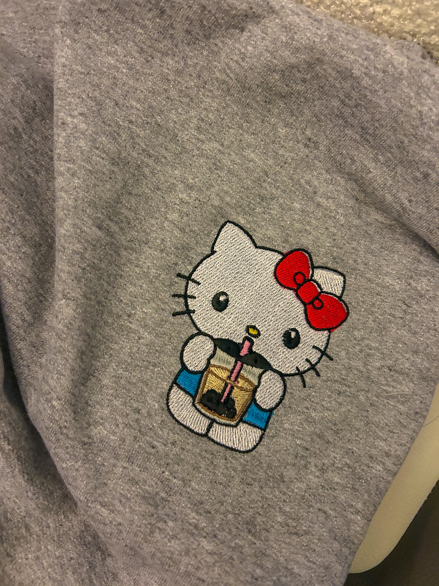 Kawaii Kitty Boba Collab Embroidered Sweater