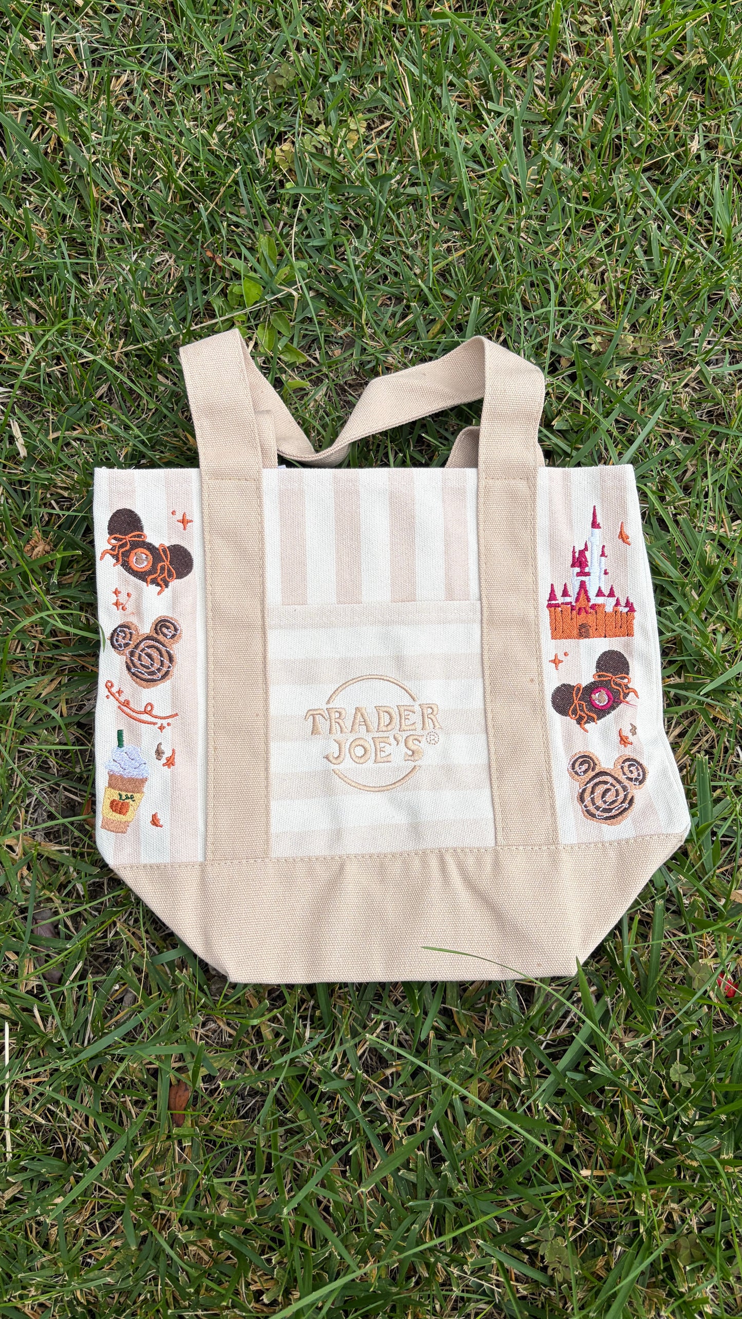 RTS Mini Disney Parks Fall Striped Beige Embroidered Tote