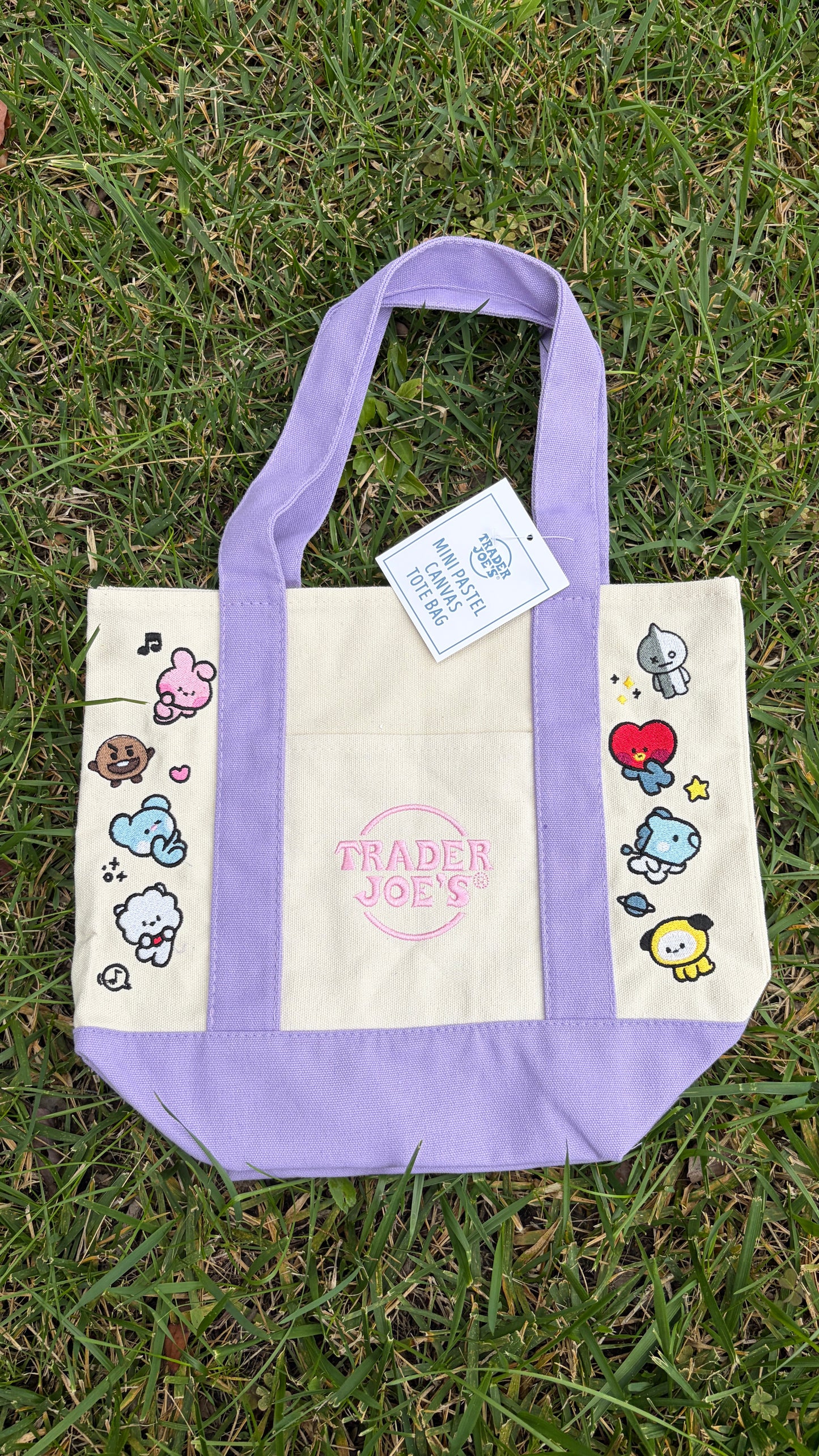 RTS Mini BT21 Lavender Embroidered Tote