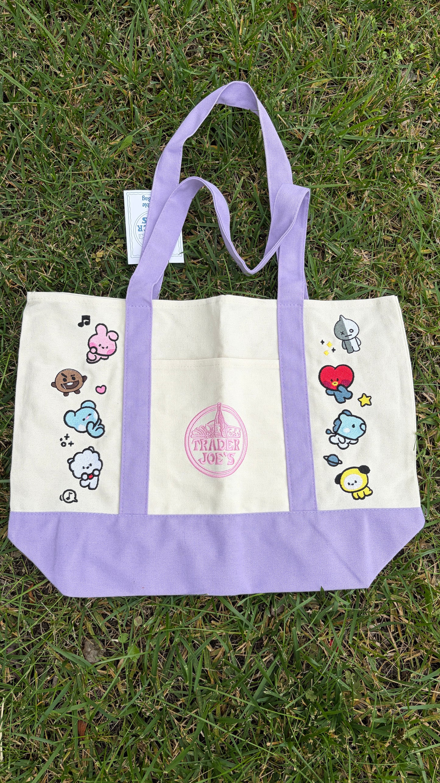 RTS Large BT21 Lavender Embroidered Tote