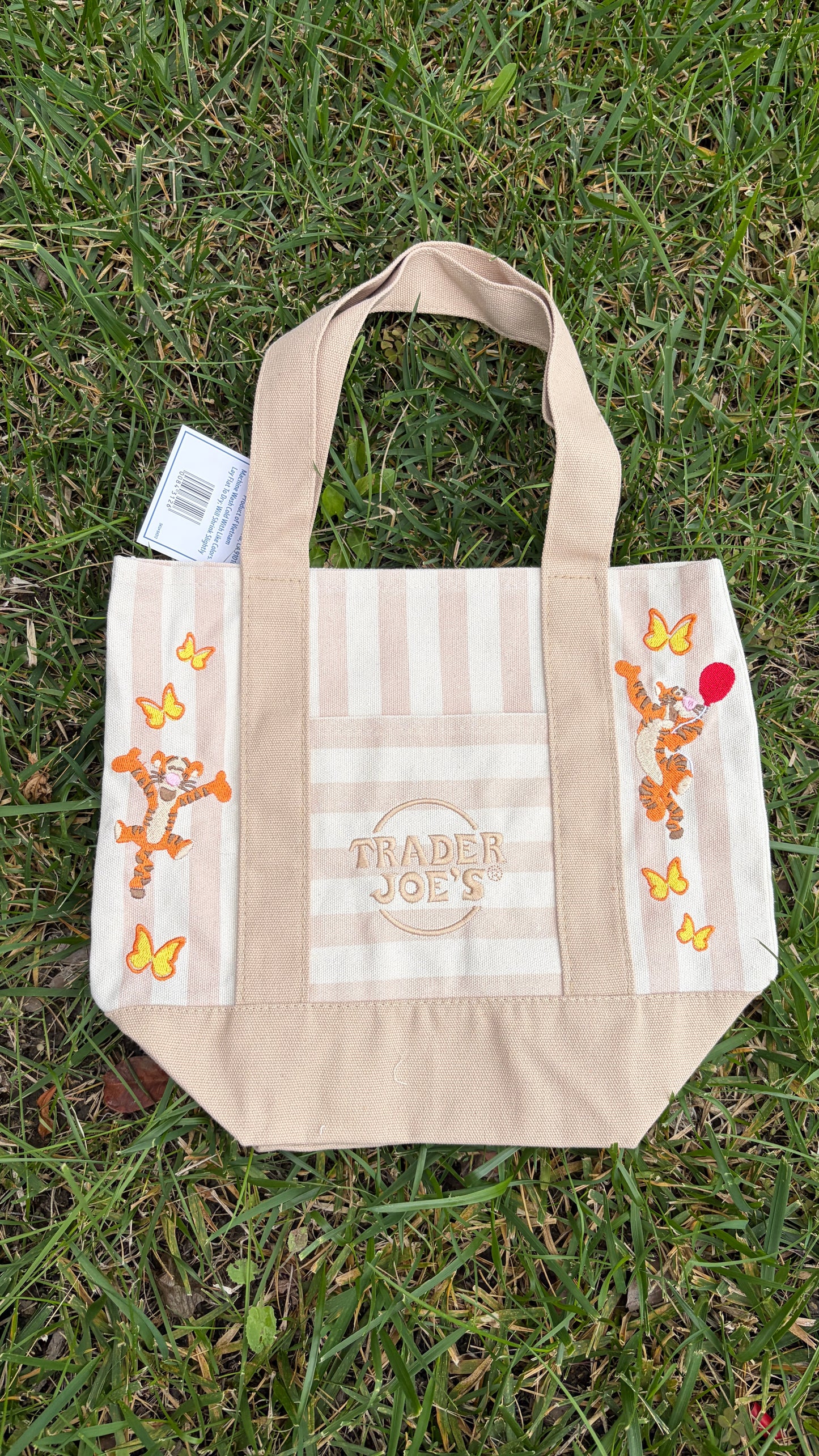 RTS Mini Tigger Striped Beige Embroidered Tote