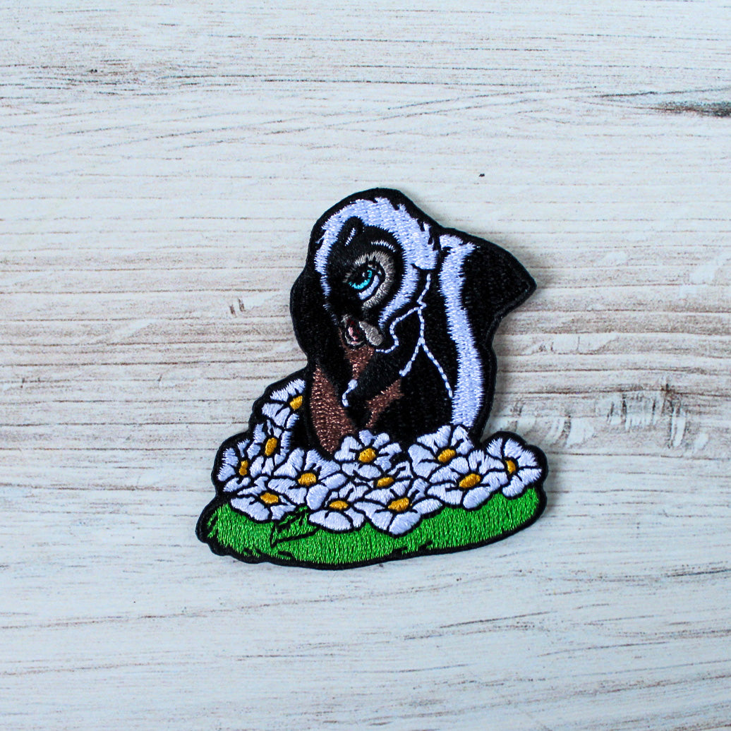 Flower Skunk Iron on Patch