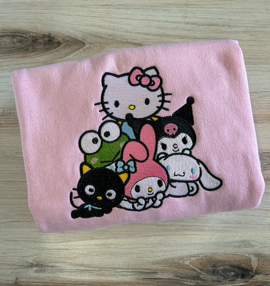 Kawaii Kitty and Friends Embroidered Sweater