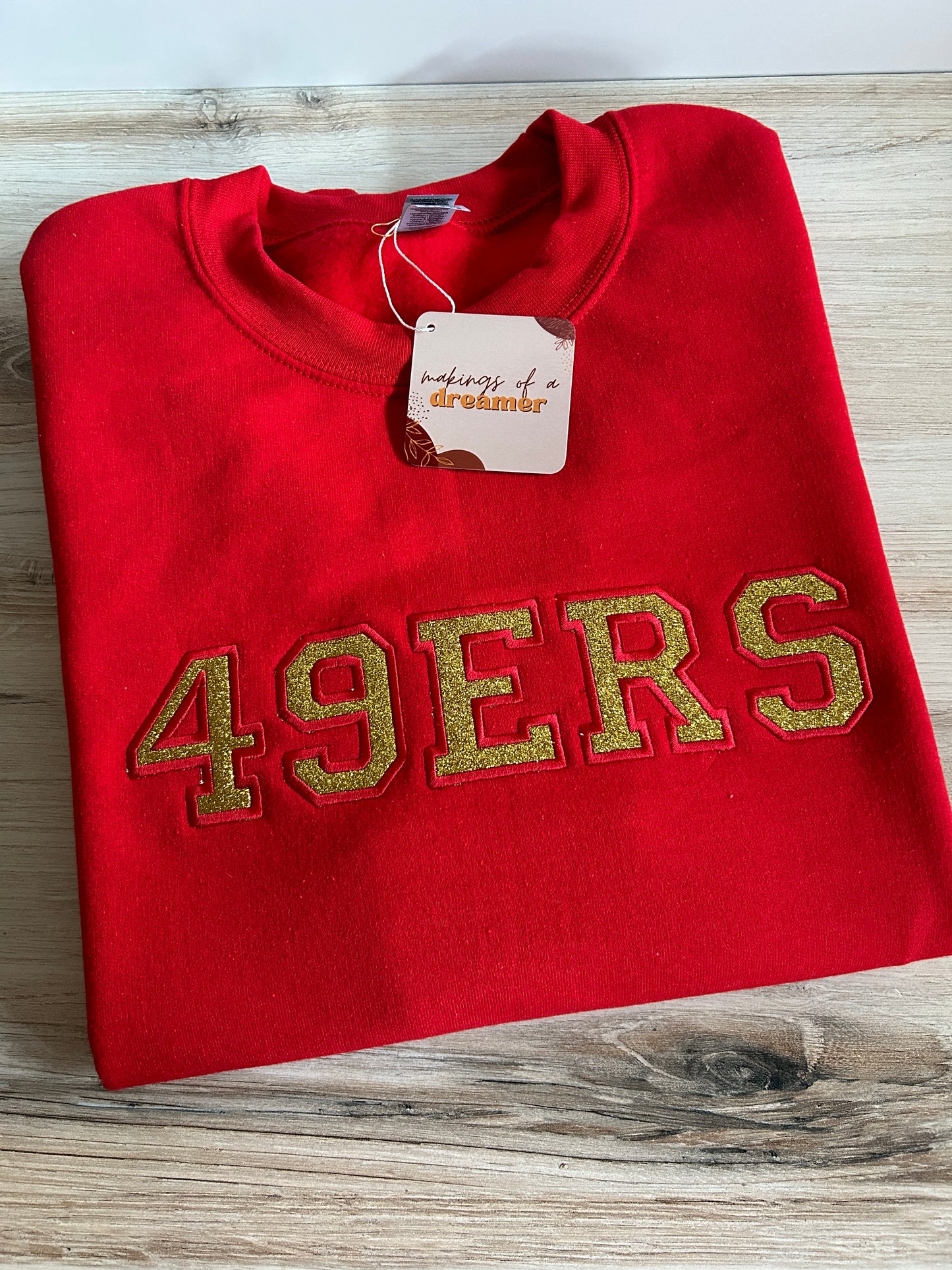 San Francisco Football Glitter Appliqué Embroidered Sweater
