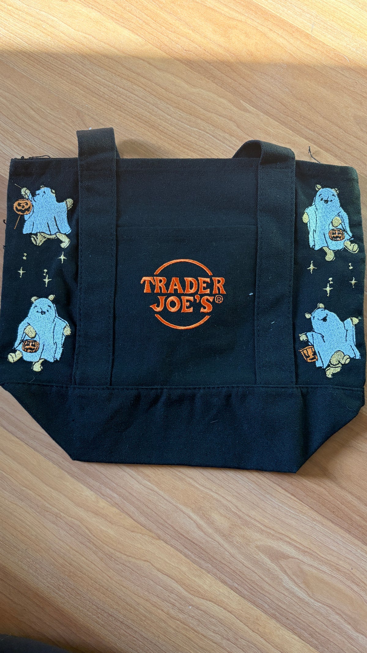 RTS Mini Black Ghost Pooh Embroidered Tote