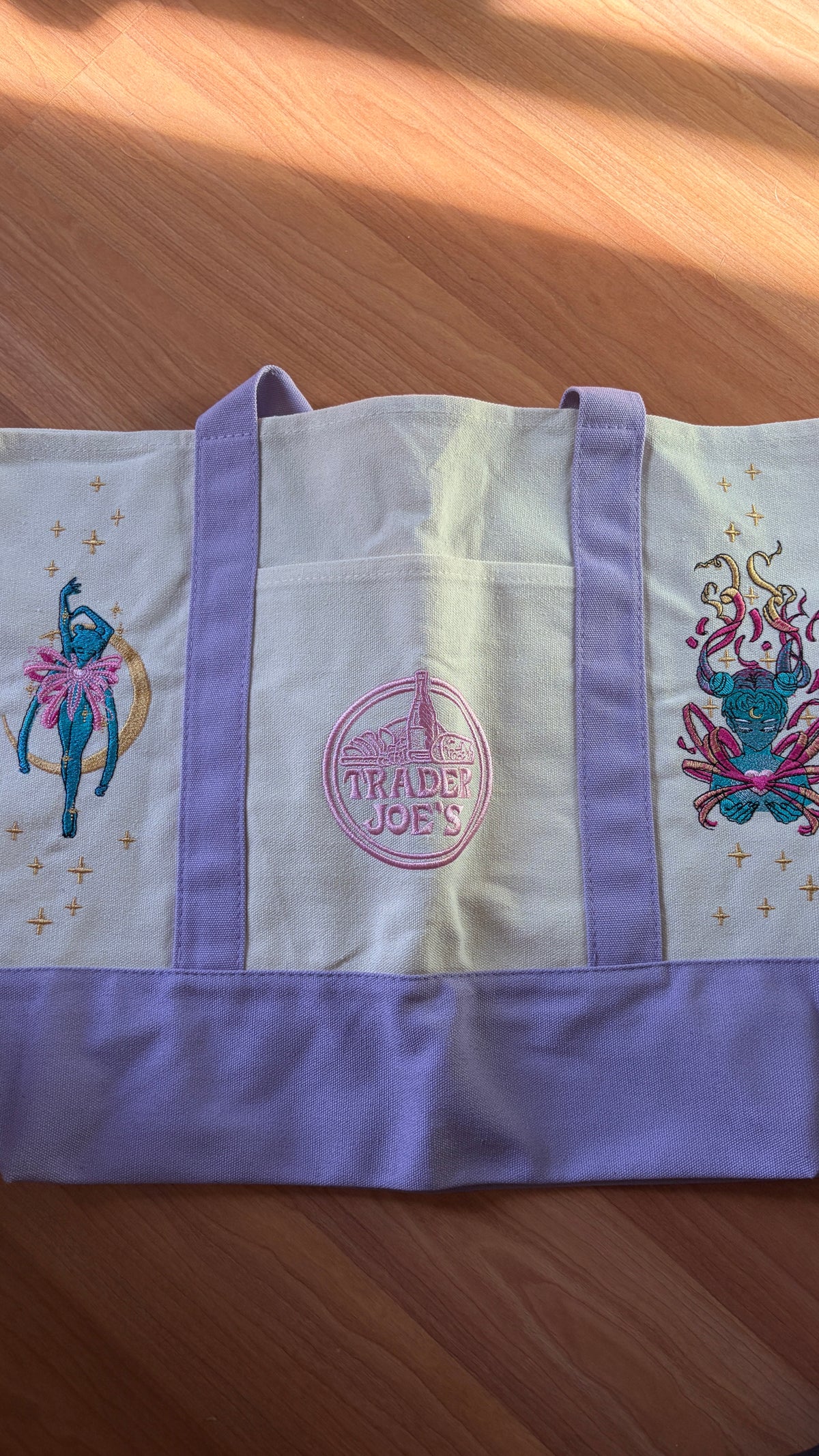 RTS Large Lavender Sailor Moon Embroidered Tote