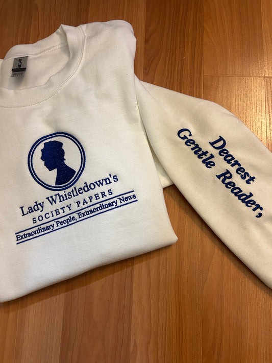 Dearest Gentle Reader Embroidered Sweater