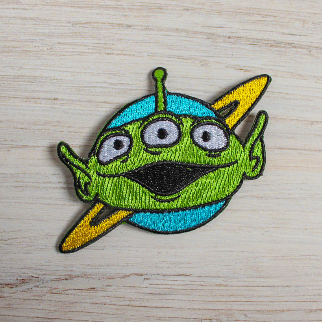 Green Alien Iron on Patch
