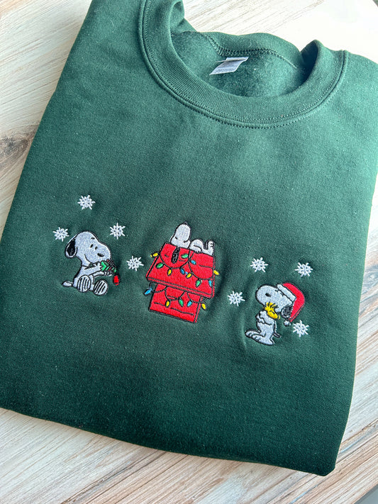 Christmas Dog Embroidered Sweater