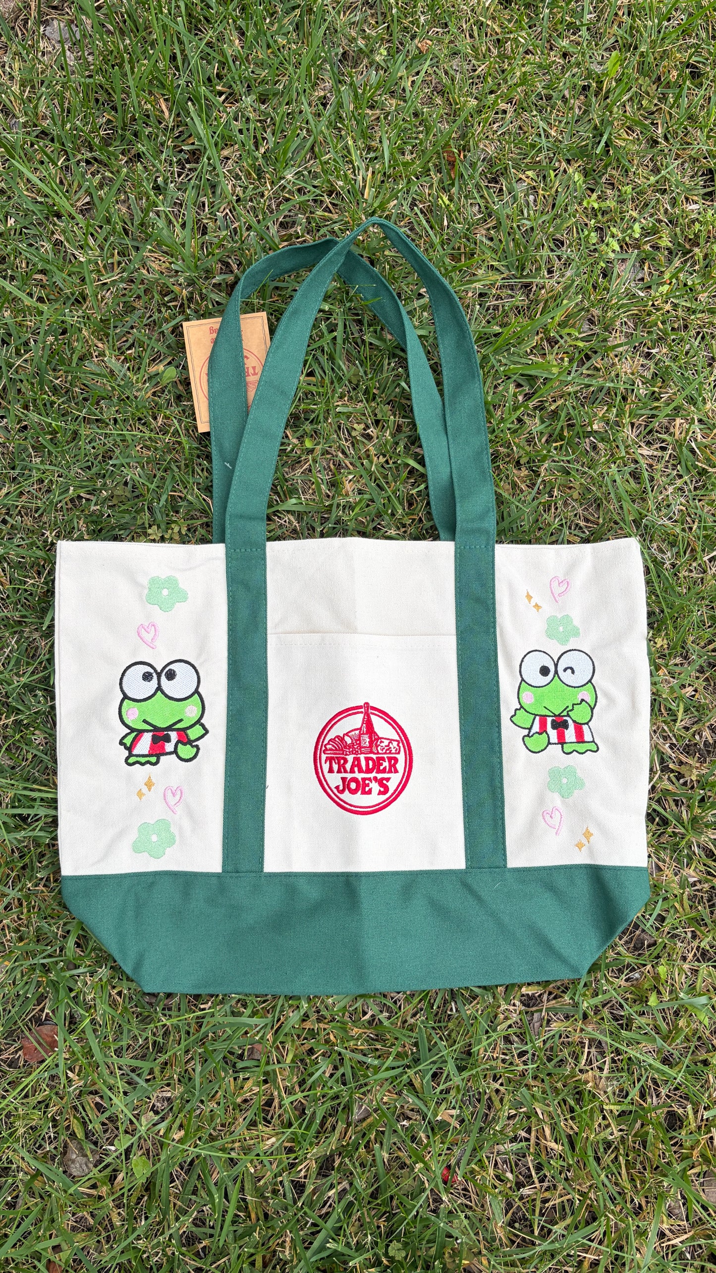 RTS Large Keroppi Forest Embroidered Tote