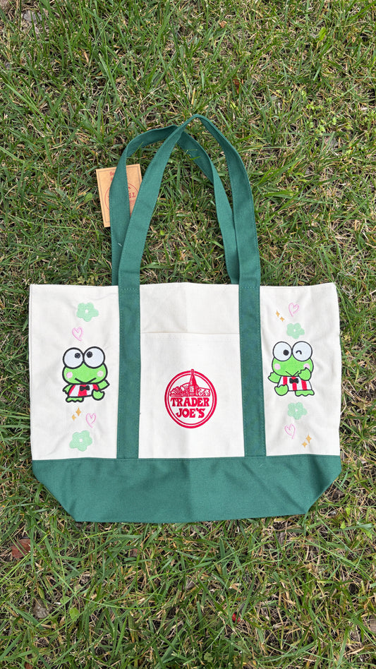 RTS Large Keroppi Forest Embroidered Tote