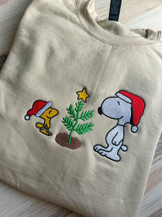 Christmas Dog and Bird Embroidered Sweater