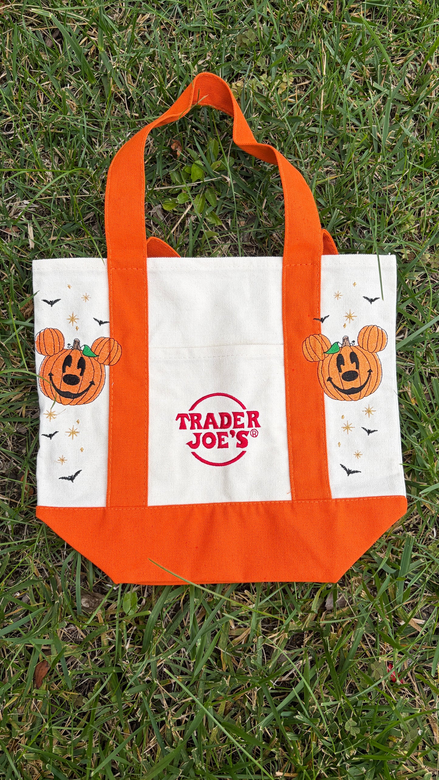 RTS Mini Mickey Pumpkin Orange Embroidered Tote