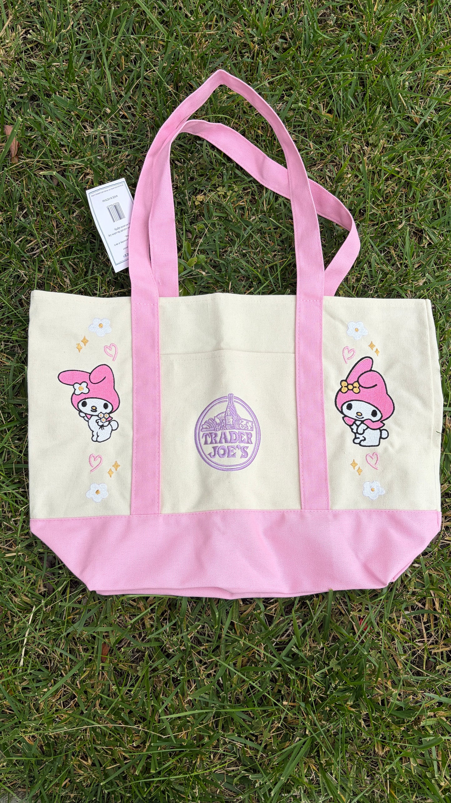 RTS Large My Melody Pink Embroidered Tote