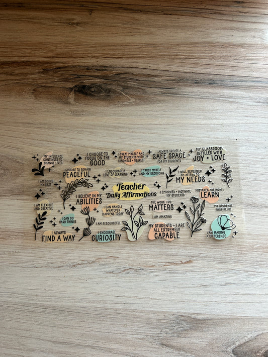 Teacher Affirmations Cup Wrap