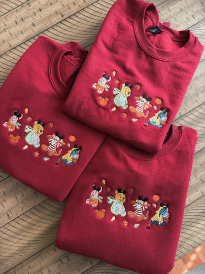 Fall Bear and Friends Embroidered Sweater