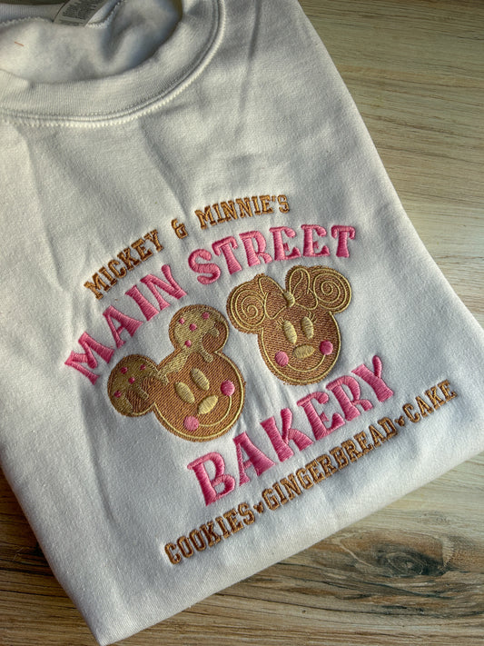 Pink Main Street Bakery Embroidered Sweater