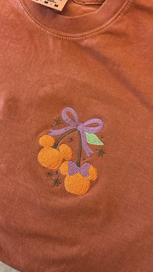 Pumpkin Cherries Embroidered Shirt