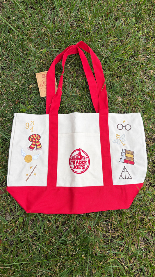 RTS Large Wizard Red Embroidered Tote