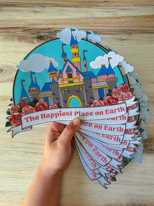 Happiest Place Large Iron on Patch