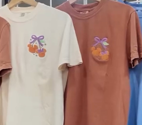 Pumpkin Cherries Embroidered Shirt