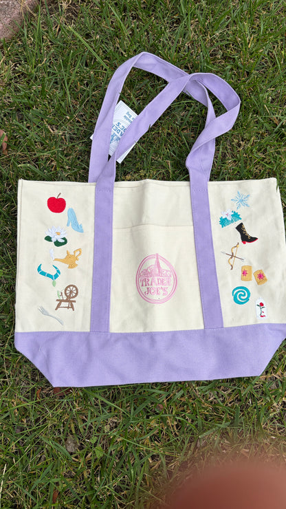 RTS Large Princess Embroidered Tote