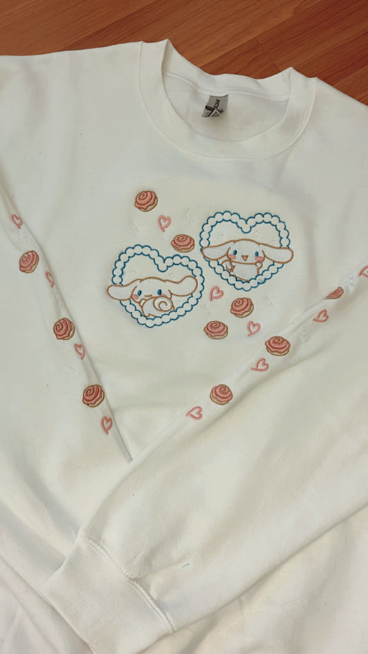 Kawaii Heart Puppy Embroidered Sweater