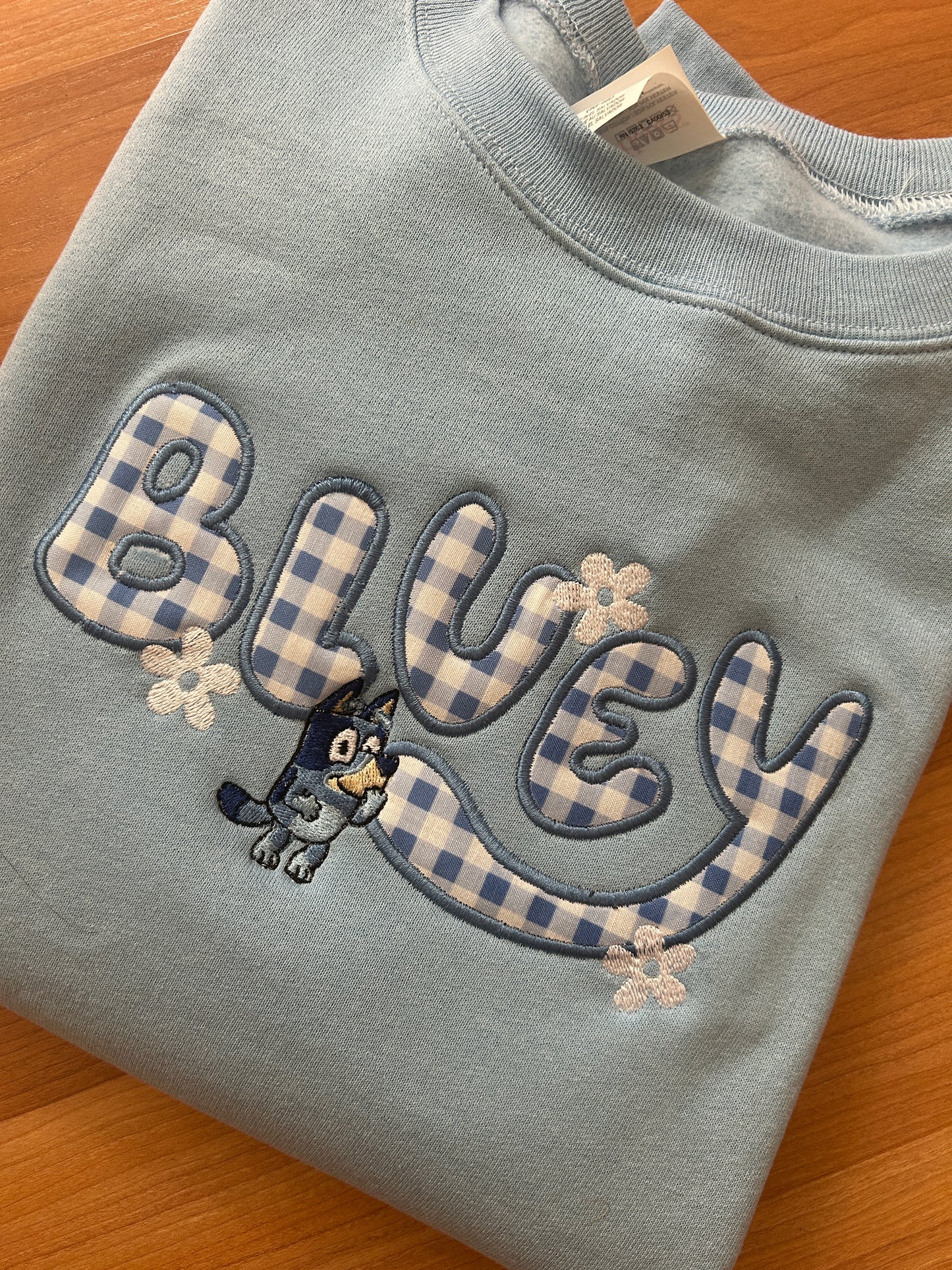 Bluey Gingham Embroidered Sweater