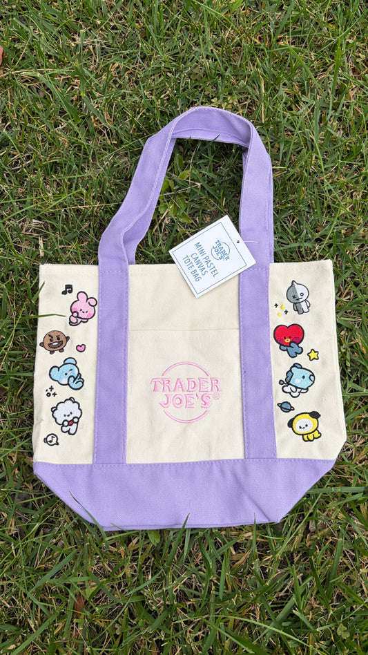 RTS Mini BT21 Lavender Embroidered Tote