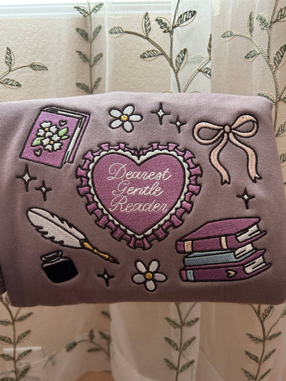 Dearest Gentle Reader Embroidered Sweater