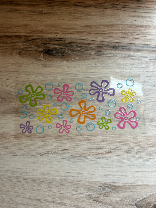Square Cartoon Flowers Cup Wrap