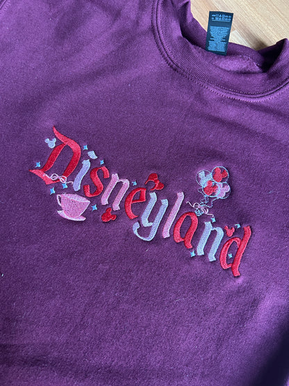 The Happiest Place in Red Embroidered Sweater