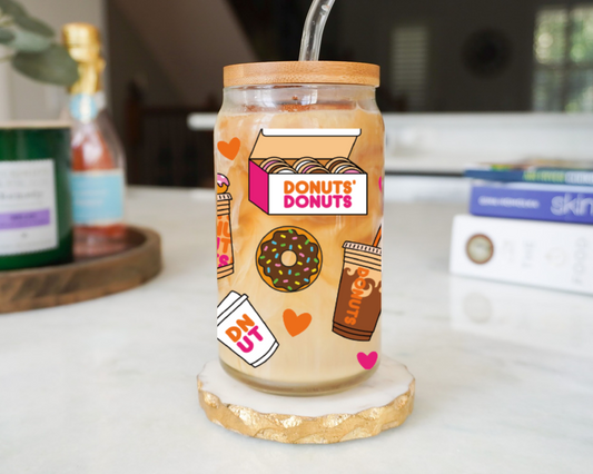 Donuts and Coffee Glass Cup