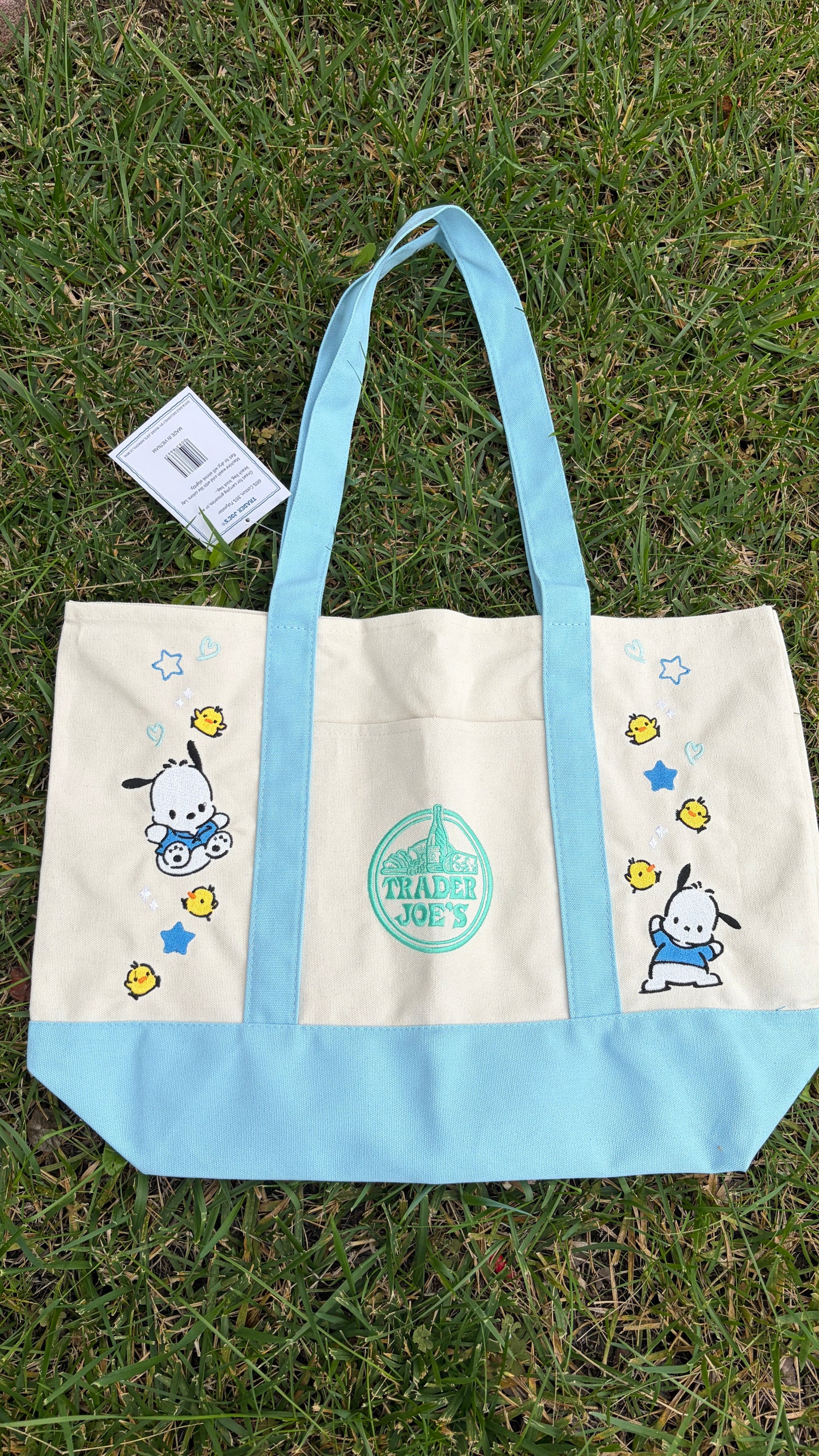 RTS Large Pochacco Blue Embroidered Tote