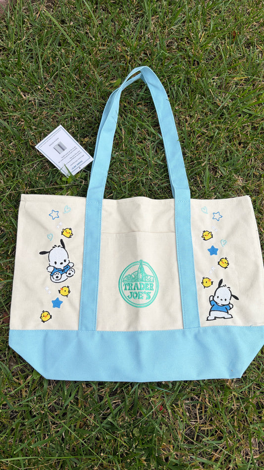RTS Large Pochacco Blue Embroidered Tote