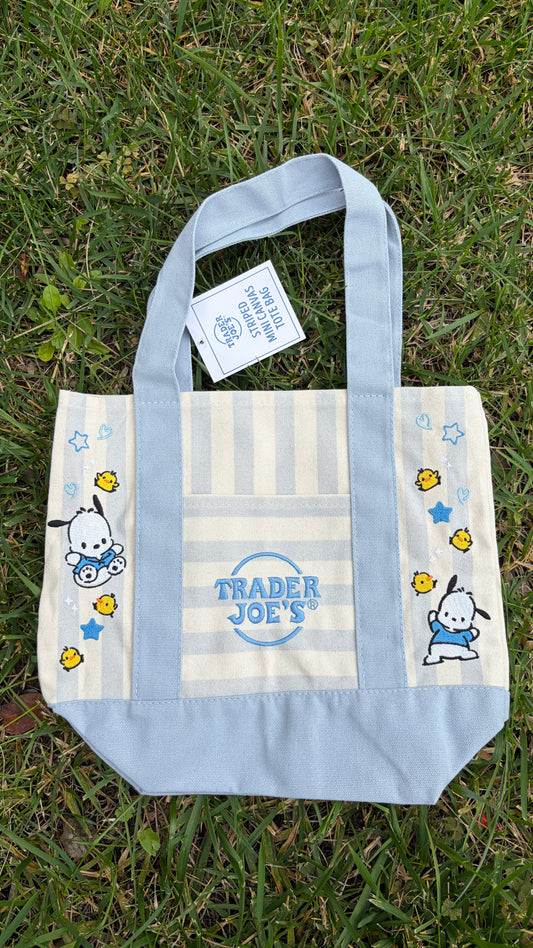 RTS Mini Pochacco Striped Blue Embroidered Tote