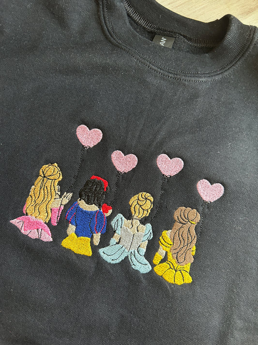 Princess Heart Balloons Embroidered Sweater