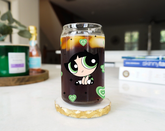 Green Superhero Sister Glass Cup