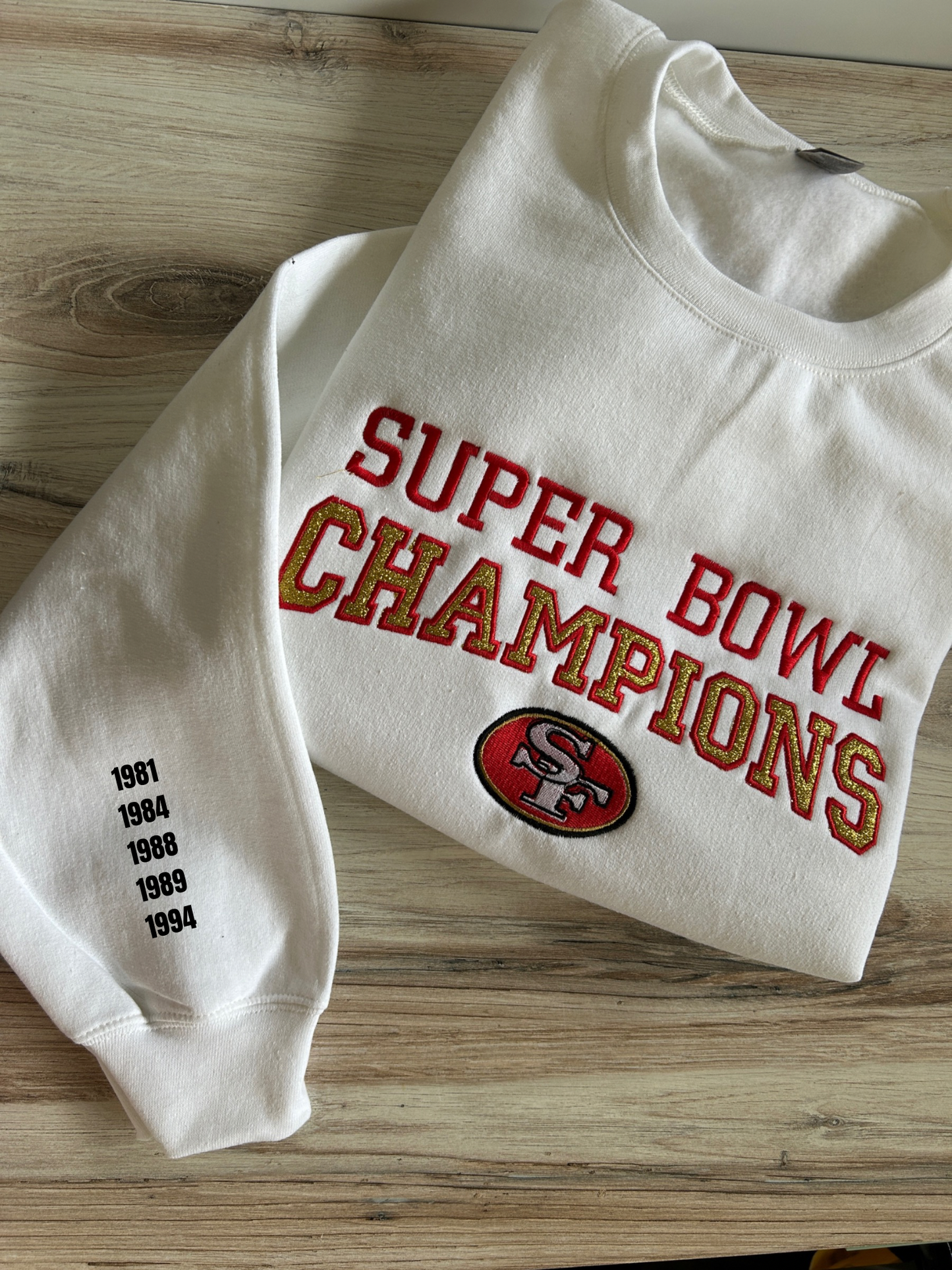 Super Bowl Champs Embroidered Sweater