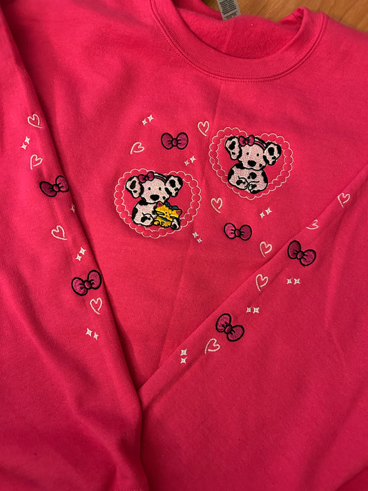 Kawaii Heart Dalmatian Embroidered Sweater