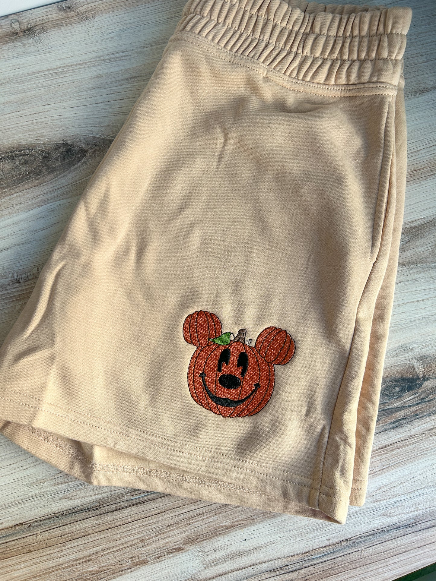 Mouse Pumpkin Embroidered Shorts