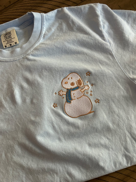 Snowman Snoopy Embroidered Shirt