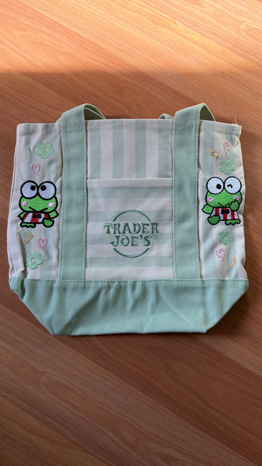 RTS Mini Striped Green Keroppi Embroidered Tote