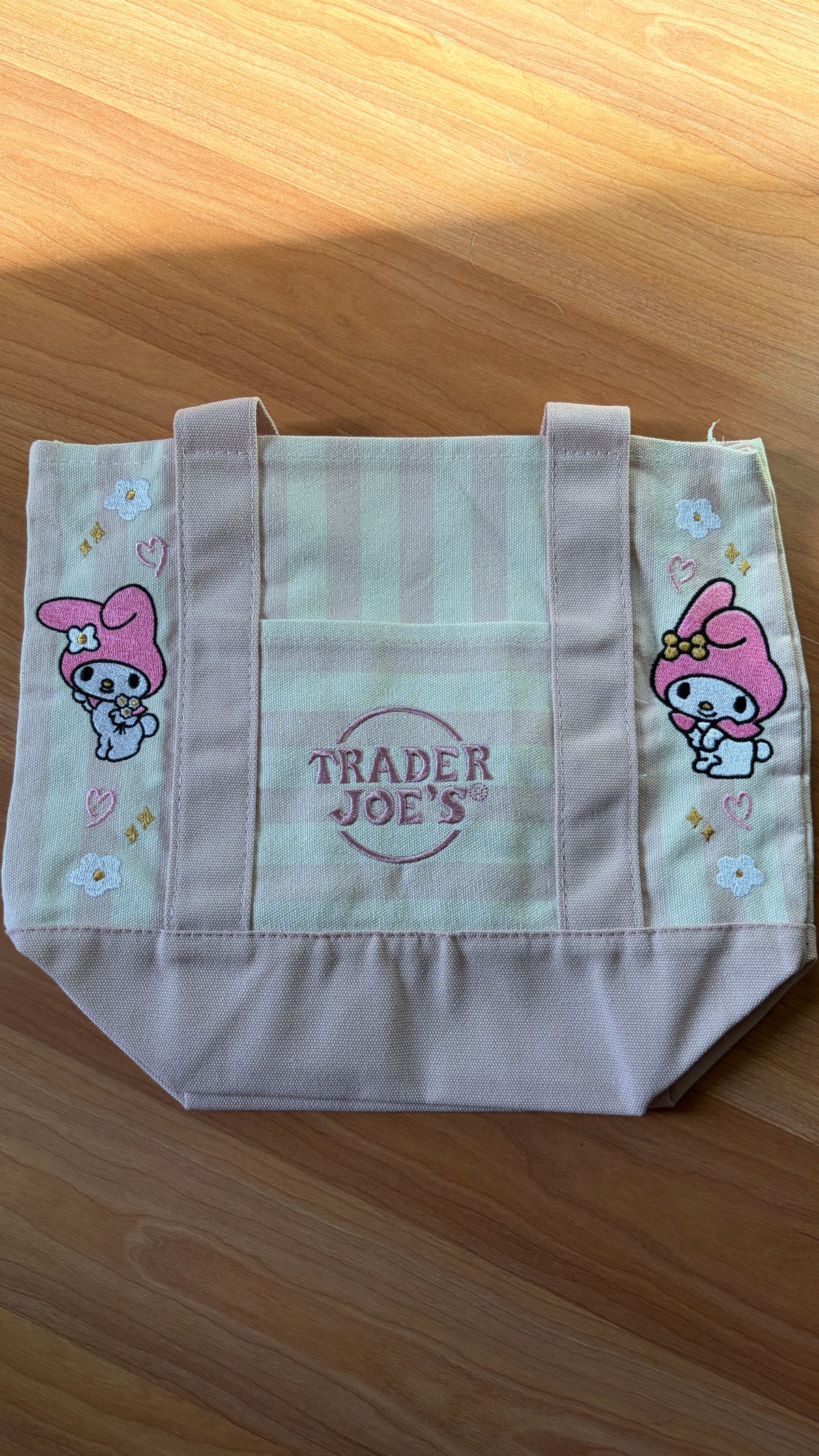 RTS Mini Striped Pink My Melody Embroidered Tote