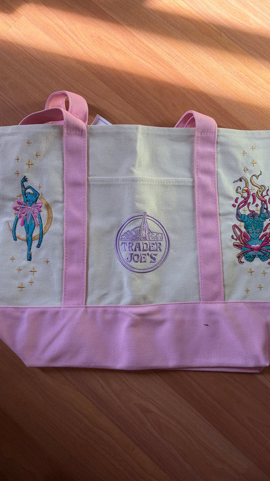 RTS Large Pink Sailor Moon Embroidered Tote