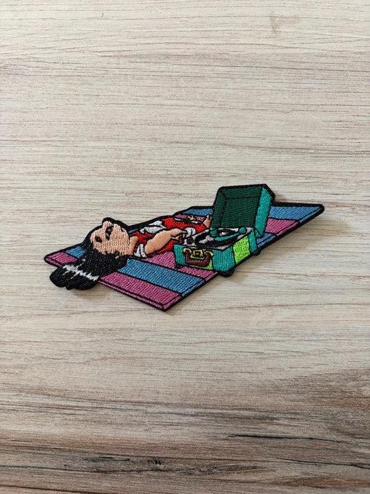 Bored Tropical Girl Relaxing Embroidered Iron On Patch