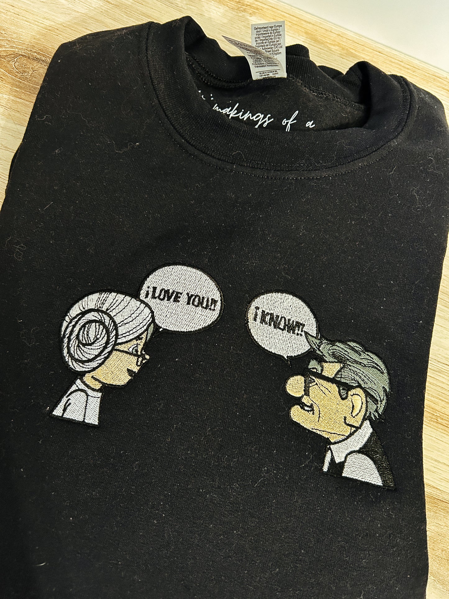 I Love You I Know Mashup Embroidered Sweater