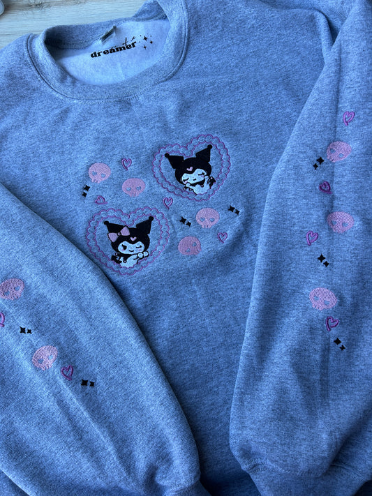 Kawaii Heart Rabbit Embroidered Sweater