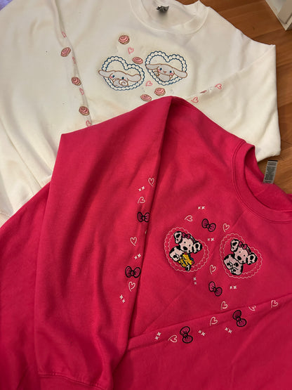 Kawaii Heart Dalmatian Embroidered Sweater